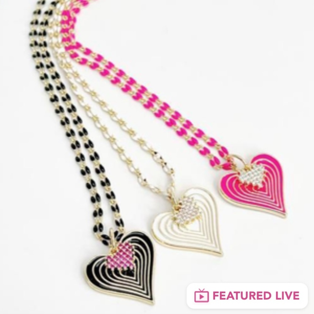 By Alexa Rae Lost In Love Necklace -Gold Hot Pink